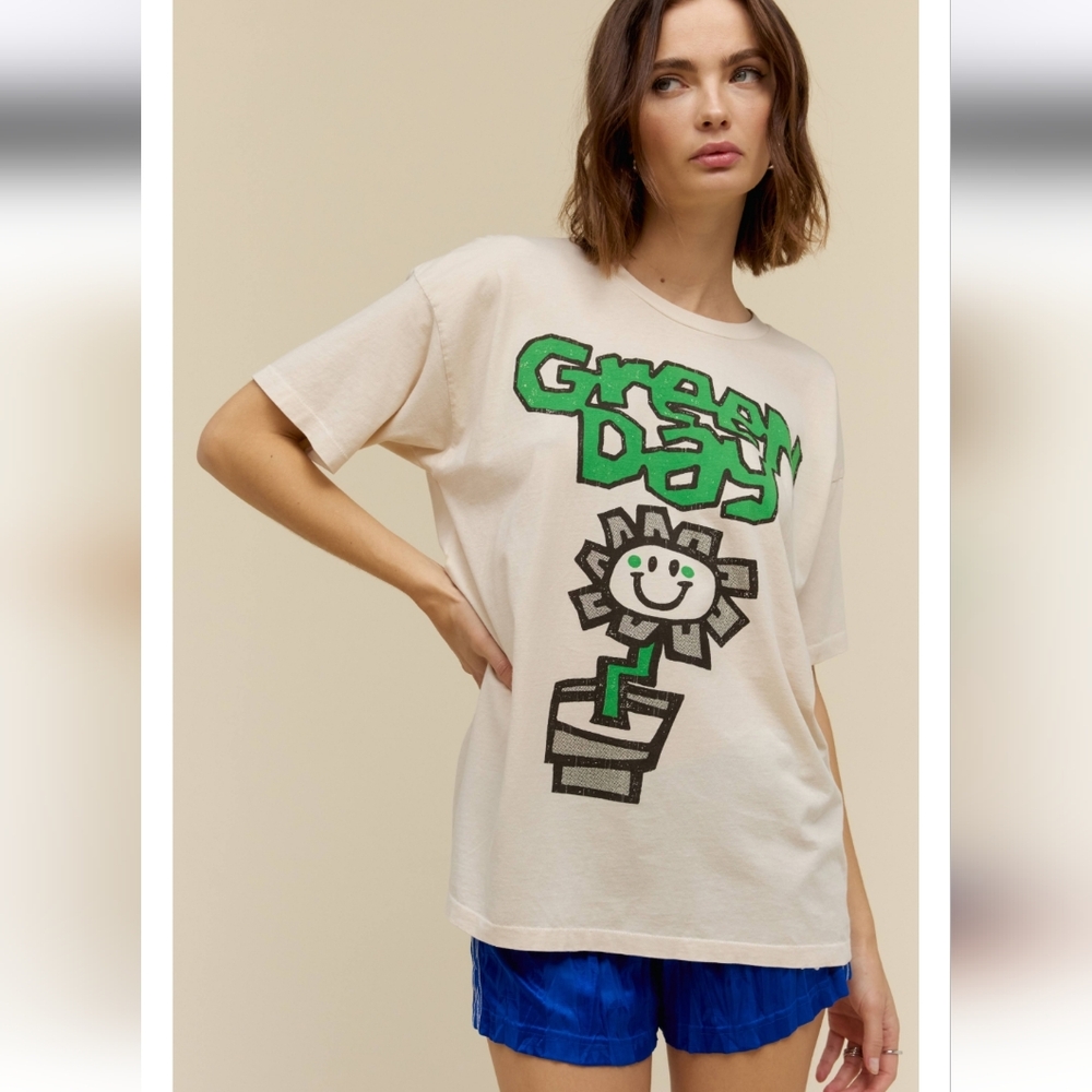 Daydreamer Green Day Tee - cream, black green
